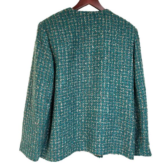 NWT Alfred Dunner Teal Green Tweed Blazer Jacket Office Career Artsy size 16 - Picture 6 of 11
